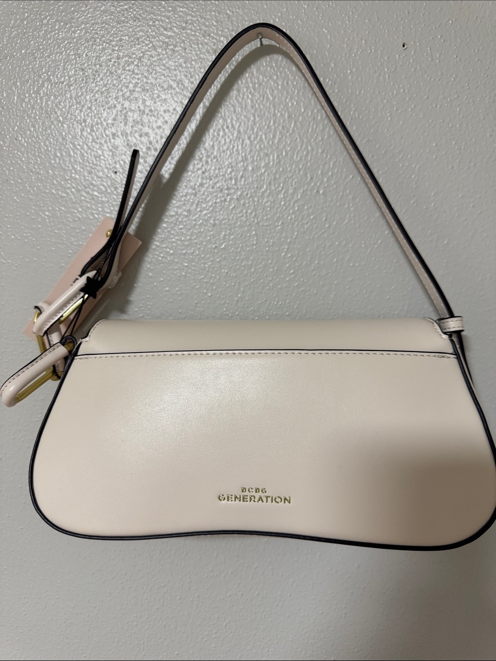 BCBGeneration Cream and Black-Trim Shoulder Bag